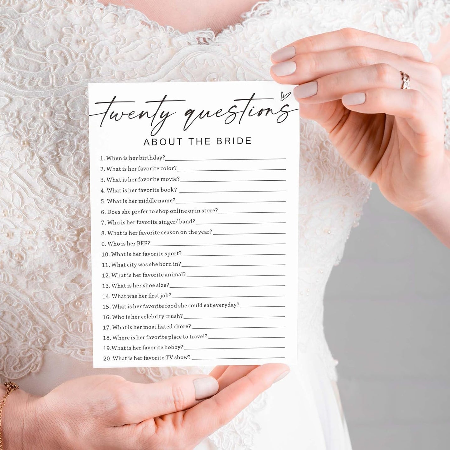Bridal Shower Bingo, What Will The Bride to Be Receive, 25Pcs Bridal Bingo Game Cards, Engagement Party Games for Guests, Minimalist White Wedding Party Supplies - A18