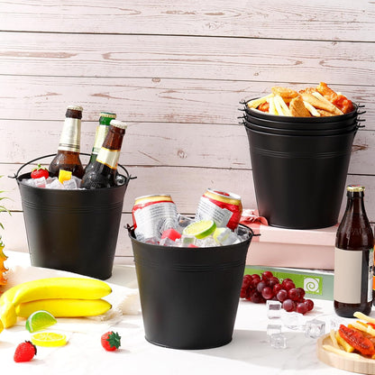 Didaey 24 Pcs Metal Beer Bucket Bulk Ice Bucket Ice Pails with Handle Champagne Soda Party Beverage Chiller for Summer Picnic Pool Wedding Party Supplies Wine Champagne Bar (7.1 x 6.5 x 5.1",Gold)