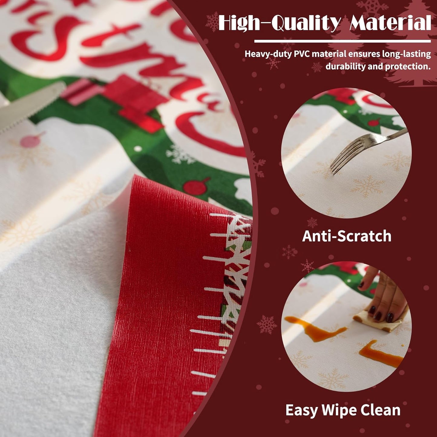 Rectangle Table Cloth,100% Waterproof Tablecloth Oil Proof Spill Proof Vinyl Table Cloth, Wipe Clean Plastic Table Cover for Dining, Camping, Indoor and Outdoor 52" x 70",Leaves