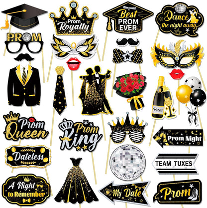 HOWAF Prom Photo Booth Props Kit- 1pcs Prom 2026 Giant Inflatable Photo Frame Selfie Frame with 29pcs Prom Night Party Props Graduation Photo Booth Props Prom Decorations 2026 Graduation Decorations