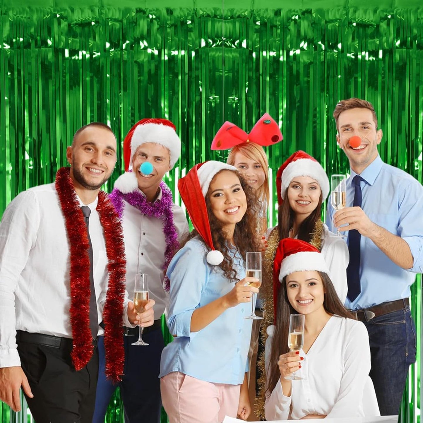 2 Pack 3.2ft x 8.2ft Silver Metallic Tinsel Foil Fringe Curtains, Door Streamer Photo Booth Backdrop for Birthday Graduation Engagement Bridal Shower Bachelorette Baby Shower Party Decorations