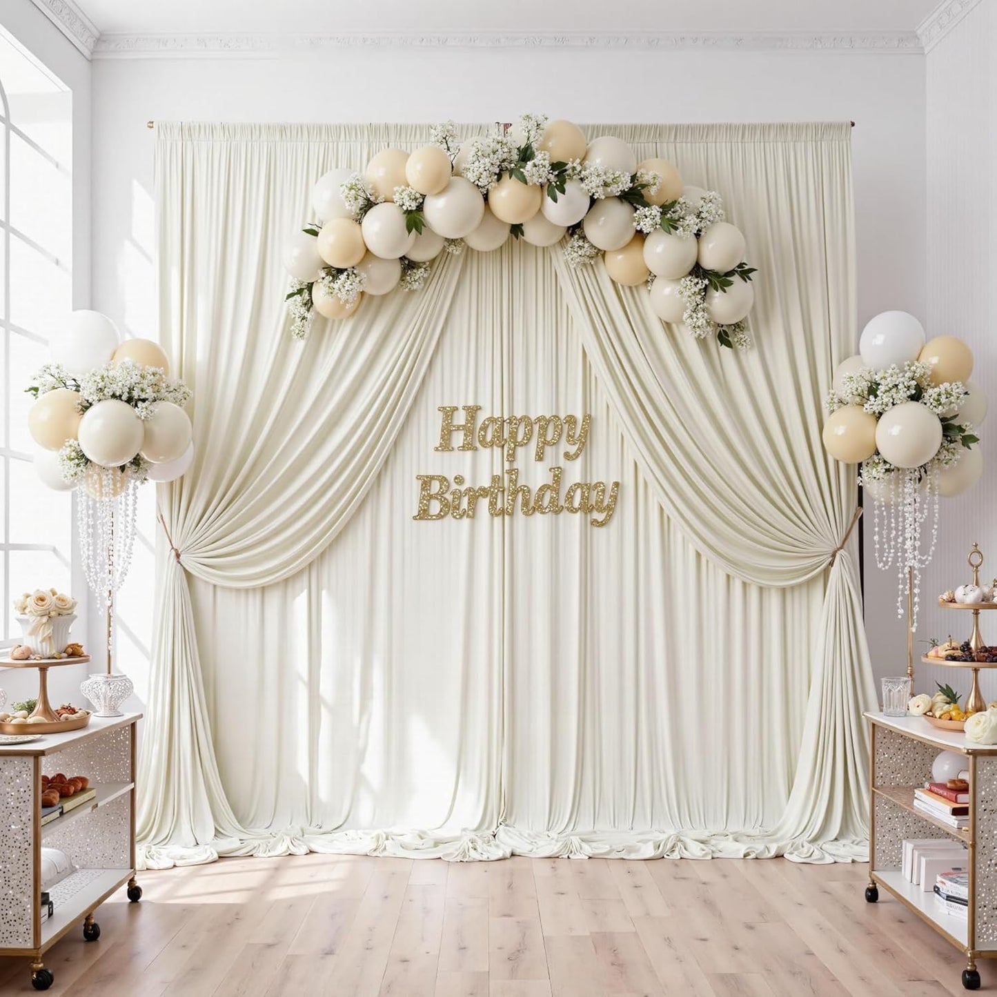 10ftx10ft Black Backdrop Curtains for Weddings Parties, Wrinkle Free 2 Panels Silky Polyester Photo Backdrop Drapes Back Drop Cloth Drapery for Birthday Mother'sDay Photography Background