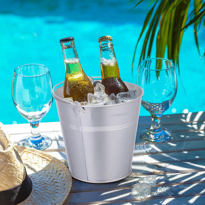Didaey 24 Pcs Metal Beer Bucket Bulk Ice Bucket Ice Pails with Handle Champagne Soda Party Beverage Chiller for Summer Picnic Pool Wedding Party Supplies Wine Champagne Bar (7.1 x 6.5 x 5.1",Gold)