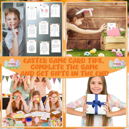 Fullhawl 36 Pcs Easter Party Games Easter Egg Scavenger Hunt Cards Indoor Treasure Clues Answer Game with Envelopes Party Favor for Teens Adults Family School Supplies