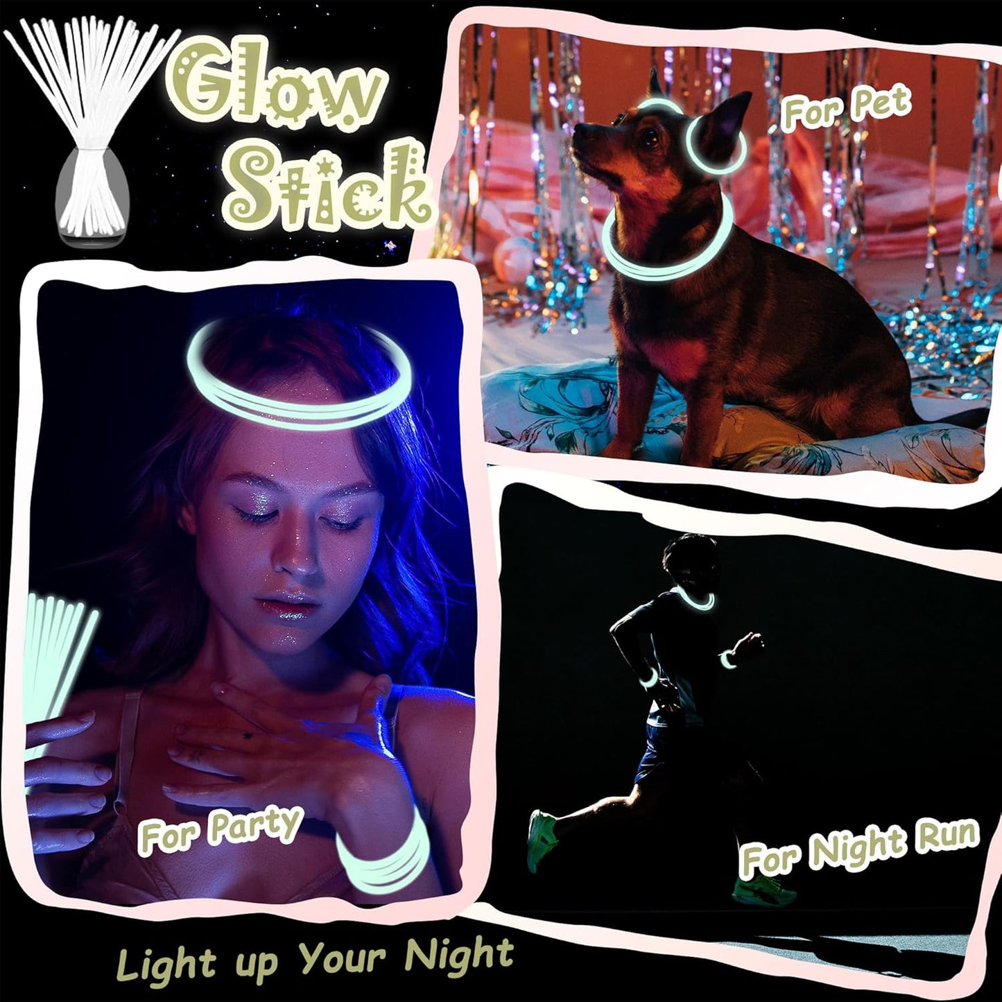 100 pk 8" Glow Sticks Bulk Party Favors, Light up Glow Necklaces & Bracelets in the Dark Party Supplies For Christmas Halloween 4th of July Birthday Neon Party (100 * Blue)