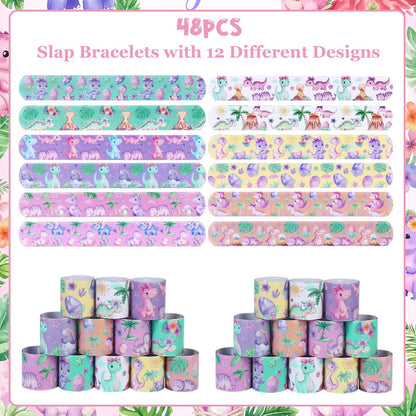 Serencatcher 48pcs Slap Bracelets Party Favors for Birthday Baby Shower Party Supplies Gifts