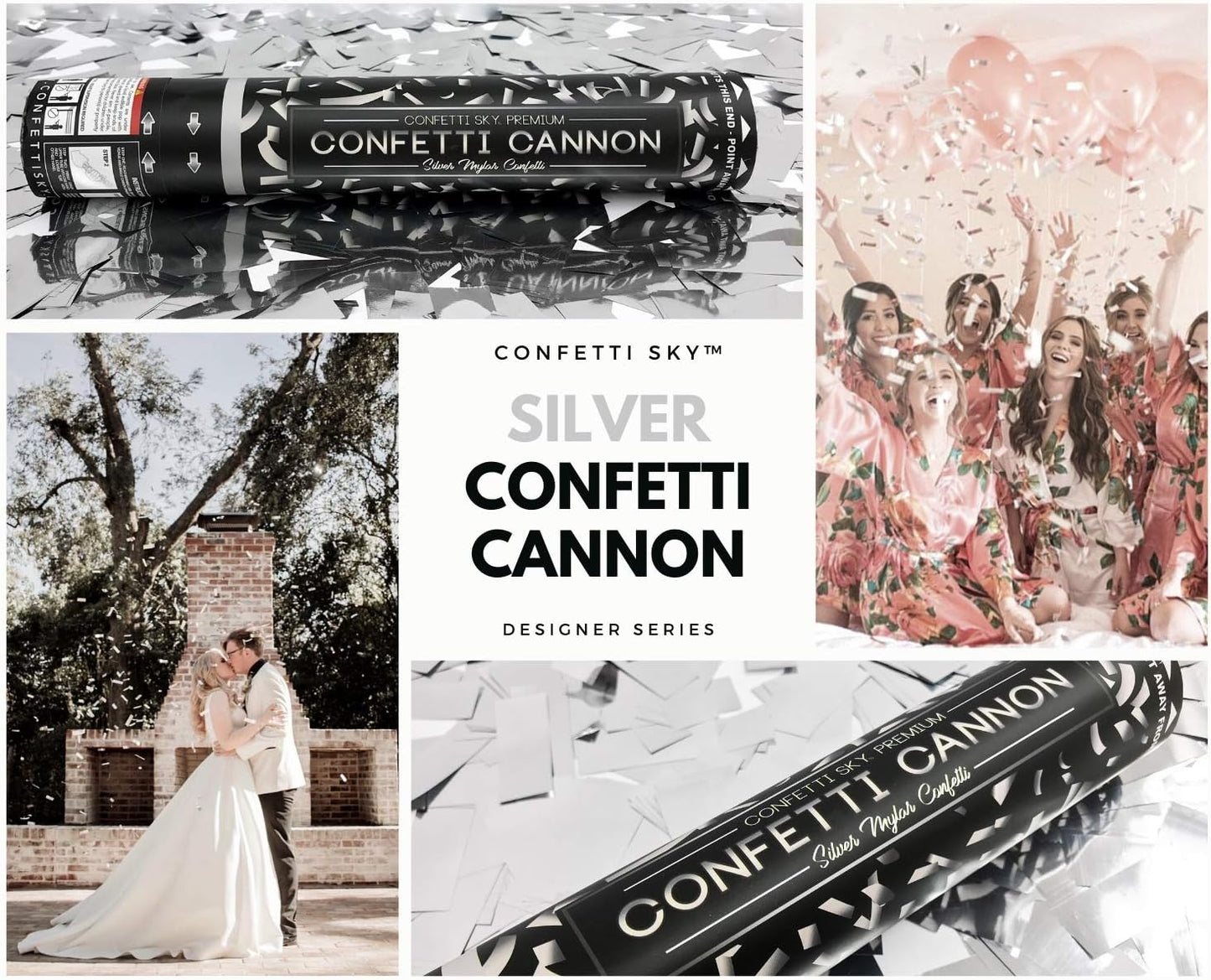 Confetti Sky [6 Pack] 12 Inch Confetti Cannons | Multicolor Confetti Poppers for Wedding Celebration, Birthday Party, Pranks, Graduation, Christmas Eve and New Year Celebration