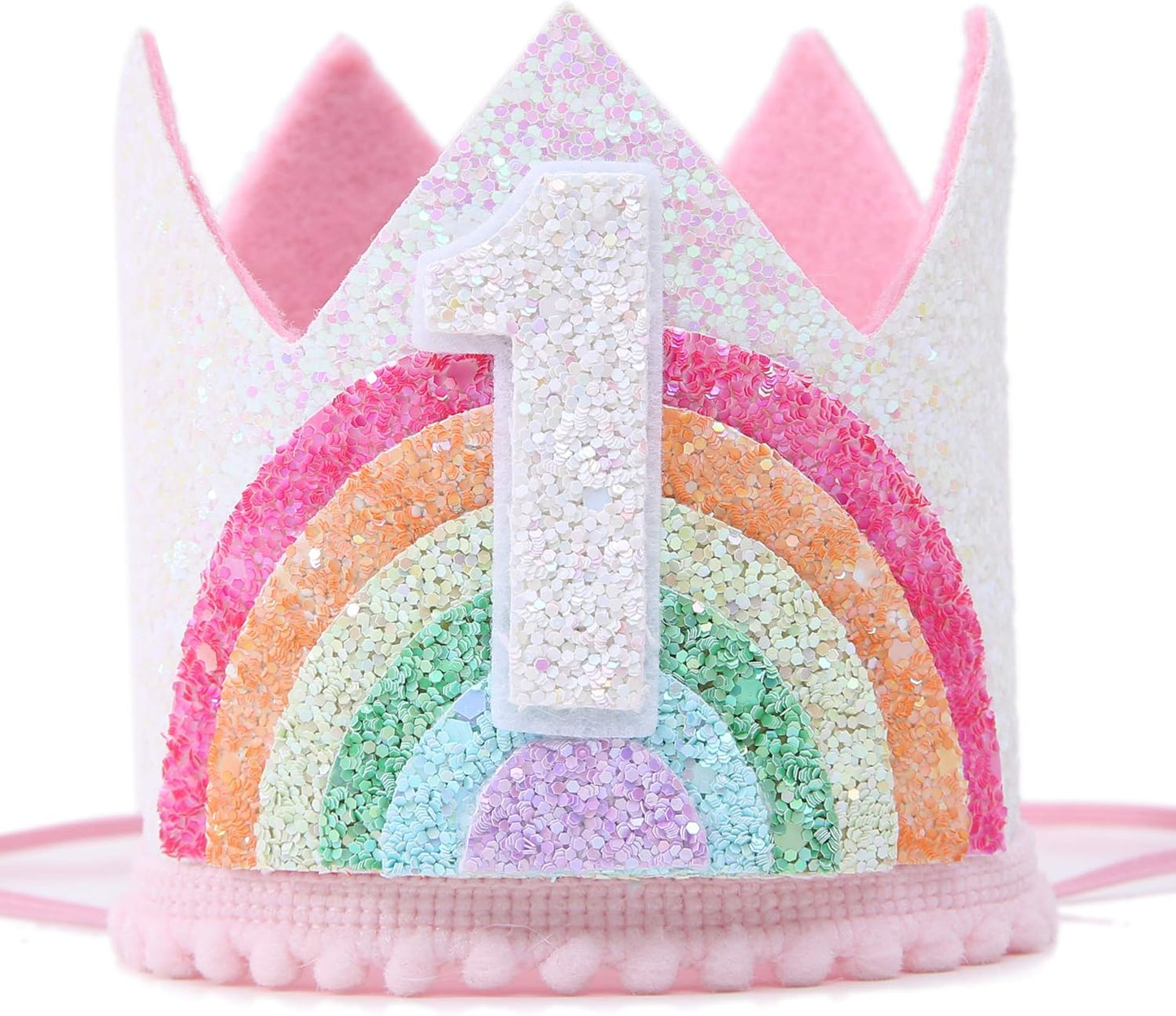 Birthday Rainbow Girl Crown, Birthday Hat for Event Party Supplies,Photo Props