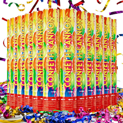 Confetti Cannon Gold Party Poppers 12 Pack Party Cannon Confetti Shooters for Celebrations Wedding Birthday Graduation Golden Foil 12 inch Confetti Poppers for Christmas New Year Eve Parties Supply