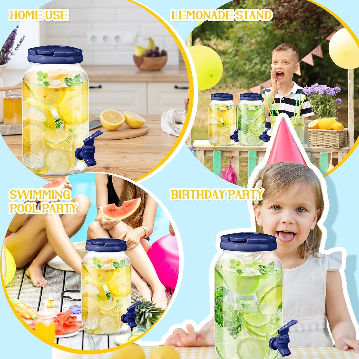 Havawish 2 Pcs 1 Gallon Plastic Beverage Dispenser with Spigot Clear Summer Kitchen Fridge Drink Dispenser for Parties Lemonade Juice Tea Beer Cold Water (Red,Cylinder)