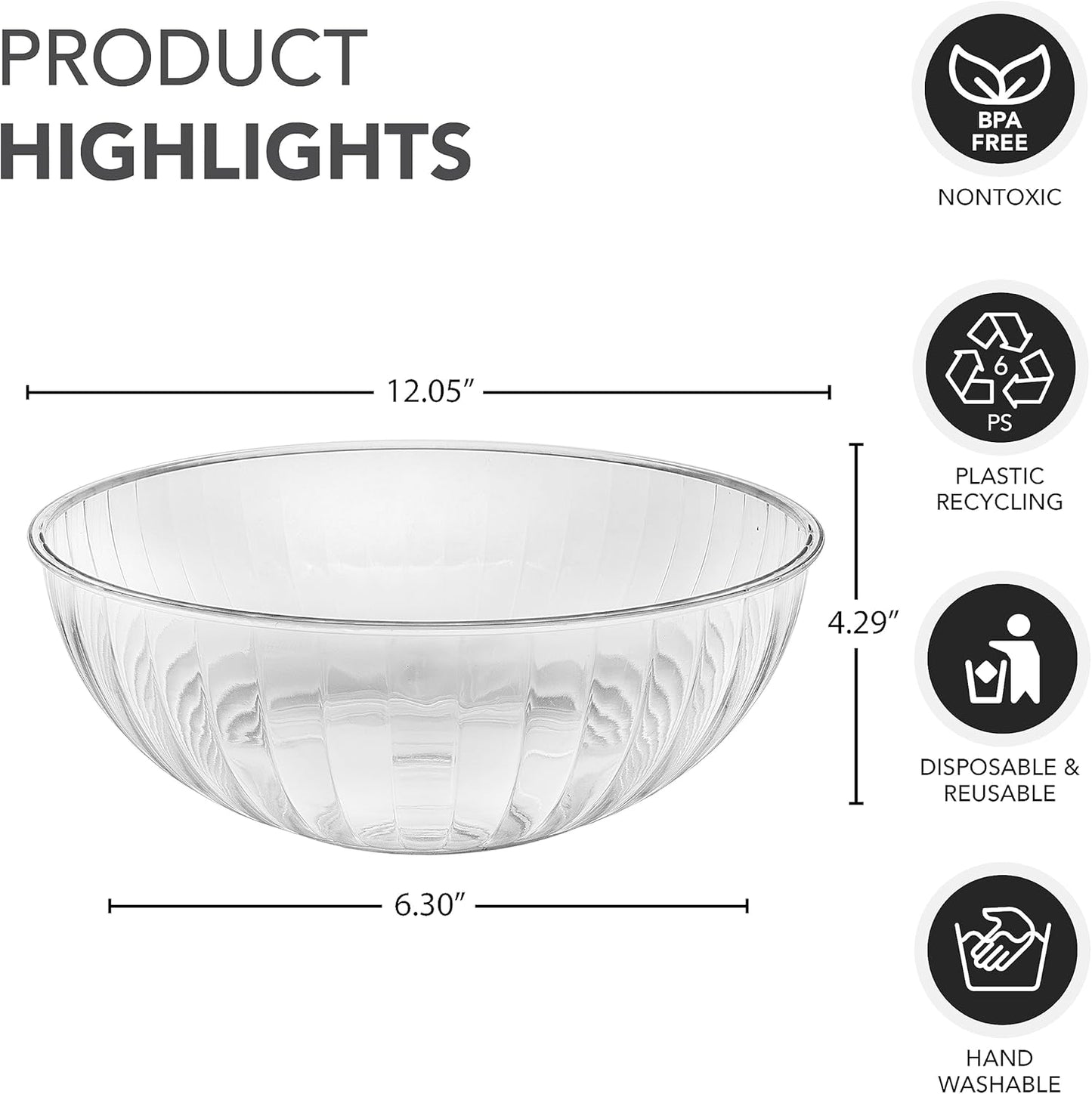 Party Essentials Hard Plastic 192-Ounce Serving Bowl, Neon Pink
