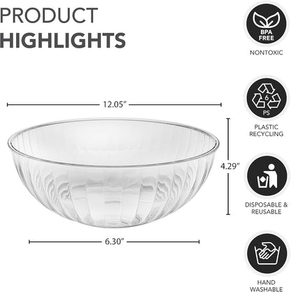 Party Essentials Hard Plastic 192-Ounce Serving Bowl, Neon Pink