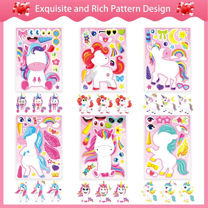 24 Sheets Make a Face Stickers for Kids Toddlers, Make Your Own Animal Mix and Match Sticker Sheets with Sea Animals Horses Dinosaurs Unicorns for Kids Crafts Party Favors Goodie Bags Stuffers