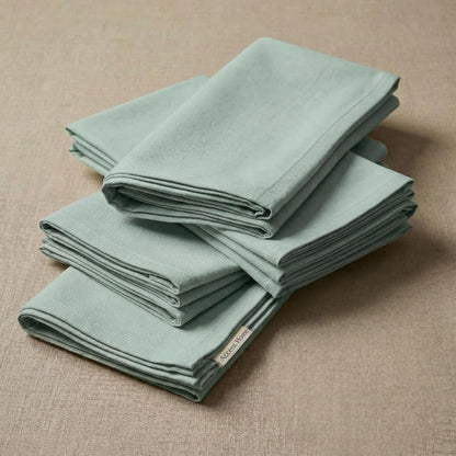 ACCENTHOME Natural Cotton Linen Napkin Set of 12 18x18 inch Dinner Napkins - Washable Soft Premium Hotel Quality Reusable Hemmed Edges Napkins Perfect Table Linens for Family Dinners, Weddings
