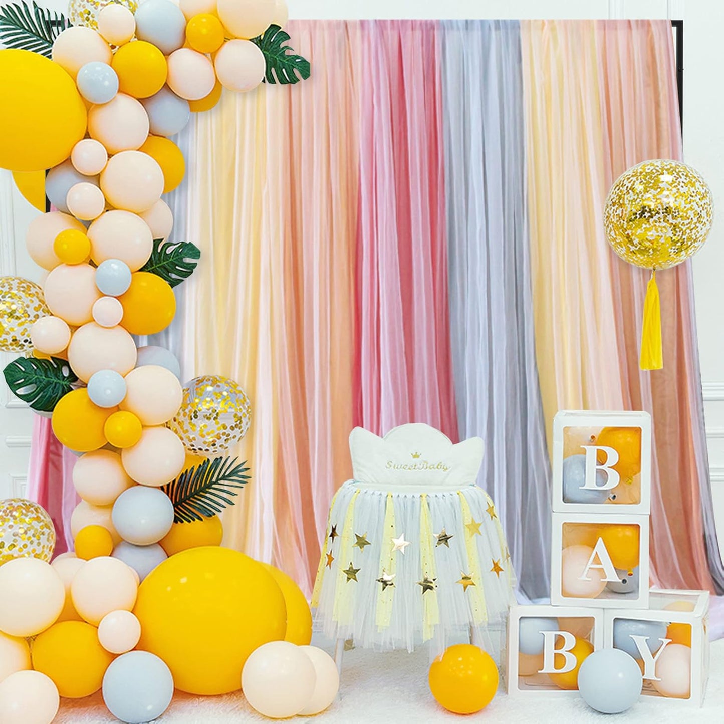 Fomcet 10FT x 10FT Backdrop Stand Heavy Duty with Base, Gold Portable Adjustable Pipe and Drape Kit, Square Metal Arch Party Frame for Wedding Birthday Parties Banquet Decorations