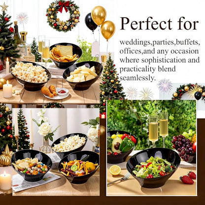 Liacere 54 OZ Clear Plastic Serving Bowls - 16PCS Angled Serving Bowls - Disposable Bowl for Candy Chip - Party Table Salad and Fruit，Can be Used Weddings and Gatherings＆ New Year
