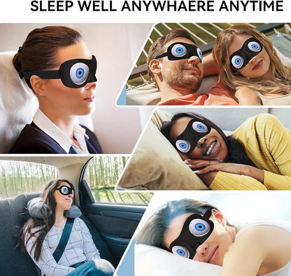 SkiBeau Cute 3D Sleeping Eye Mask Funny Blindfold 2 Pack Travel Sleep Masks Super Soft Weird Eye Cover for Men Women and Kids
