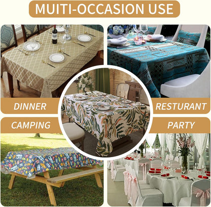 Rectangle Table Cloth,100% Waterproof Tablecloth Oil Proof Spill Proof Vinyl Table Cloth, Wipe Clean Plastic Table Cover for Dining, Camping, Indoor and Outdoor 52" x 70",Leaves