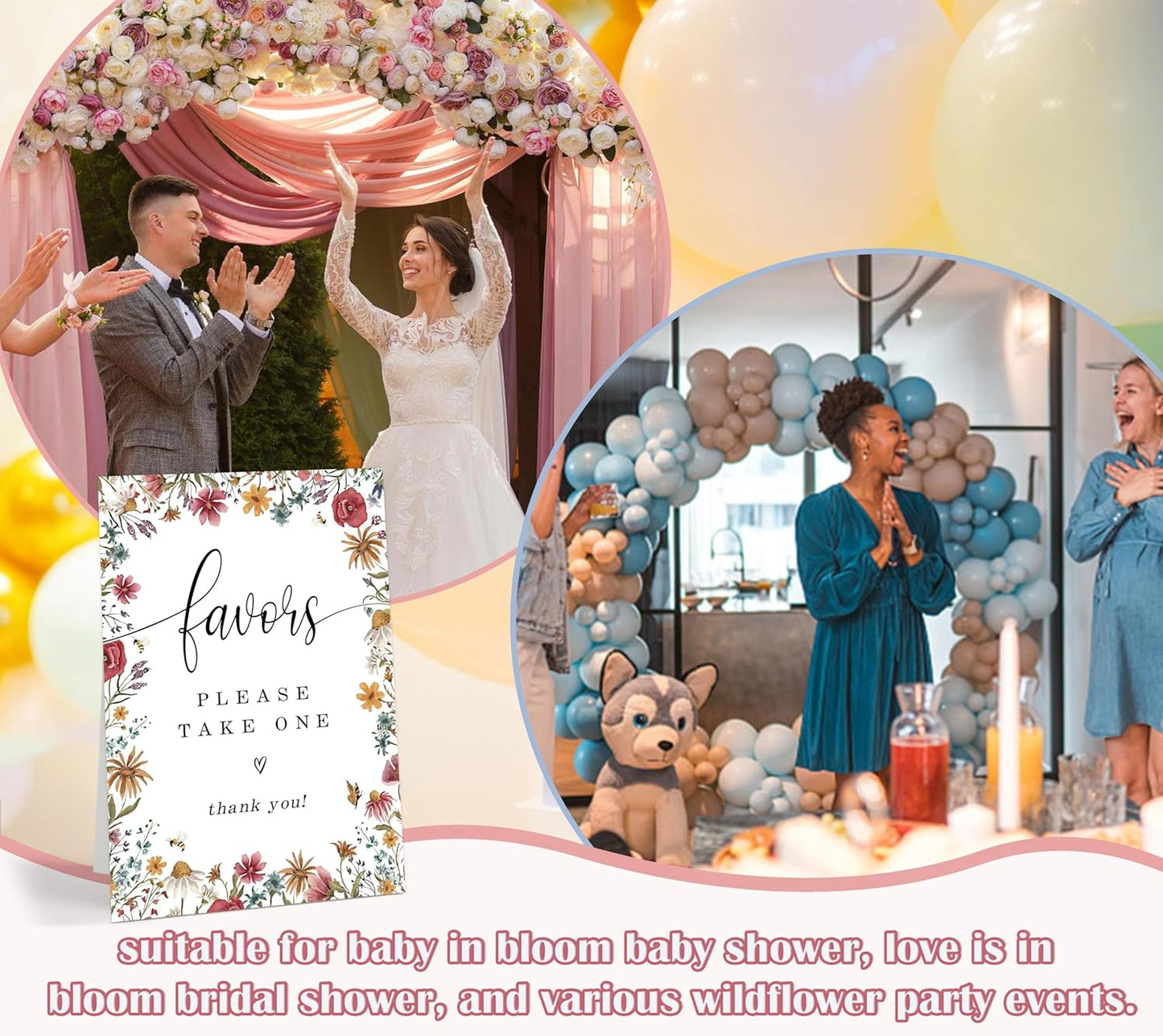 Wild Flower Audio Guest Book Sign, Baby in Bloom Love is in Bloom Decorations, Bridal Shower Baby Shower Wedding Signs for Reception, Floral Party Table Decor, 8 x 11 Inch