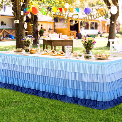Pastel Rainbow Table Skirt Ruffle Party Tablecloth for Rectangle Table 6ft Birthday Party Baby Shower