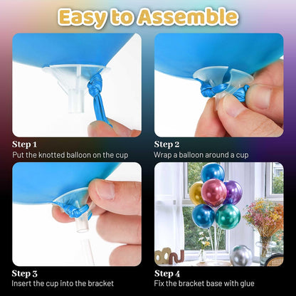 JOYYPOP 4 Sets Balloon Stand Kit For Table, Balloon Sticks with Base Birthday Graduation Party Decorations Wedding