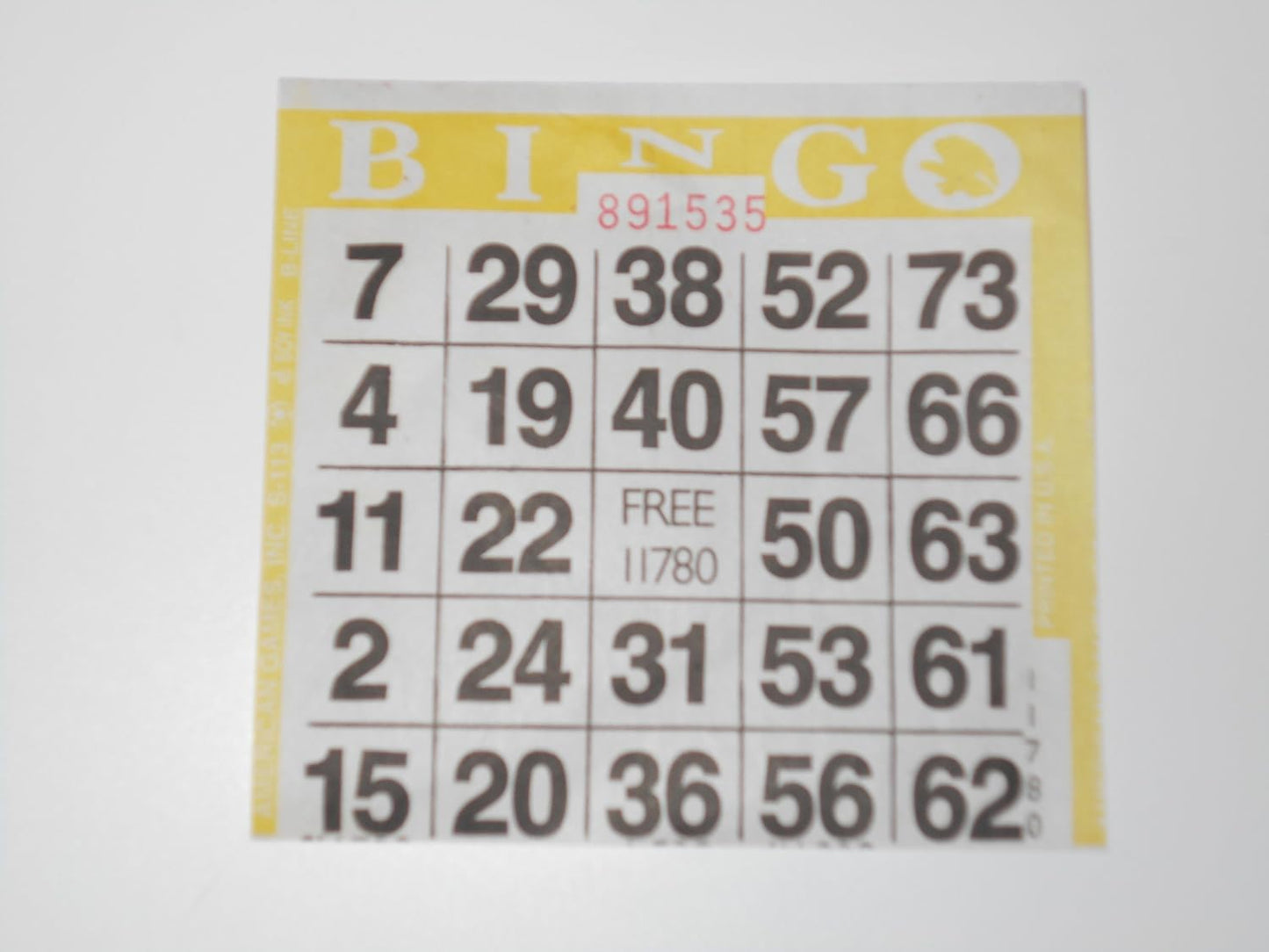 Sideline Hobby 1on Bingo Paper Cards (500) (Yellow)
