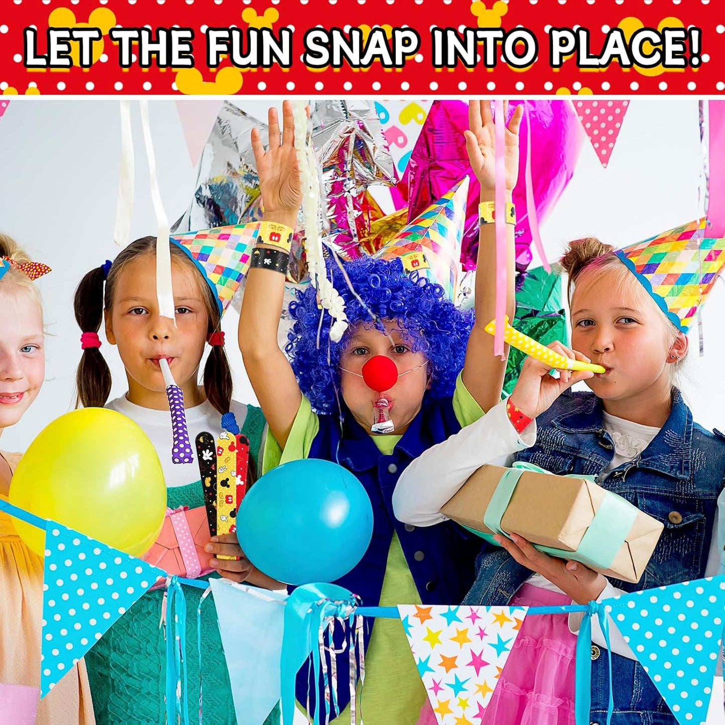 Cartoon Animation Slap Wristband, 24 Pack - Birthday Party Supplies, Cartoon Theme Bracelets Goodie Bag Fillers for Birthday & Theme Parties