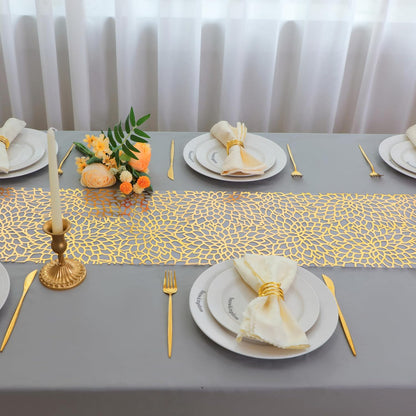 Snowkingdom 2 Pieces Gold Table Runner, Sequin Glitter Foil Metallic Thin Mesh Runner Roll 11"x108", Gold Table Decorations for Event Party, Wedding, Birthday Party, Christmas