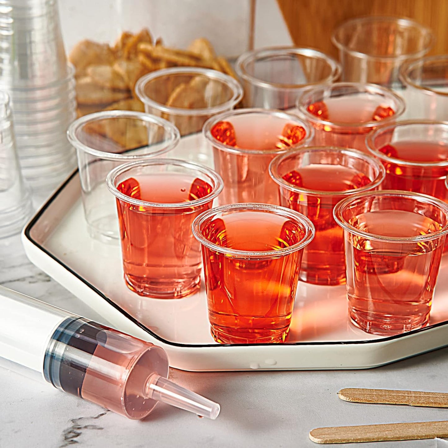Lilymicky 500 PACK 1 oz Plastic Shot Glasses, 1 Ounce Clear Disposable Party Cups for Vodka, Whiskey, Tequila, Mini Plastic Containers for Sauce, and Sample Tasting