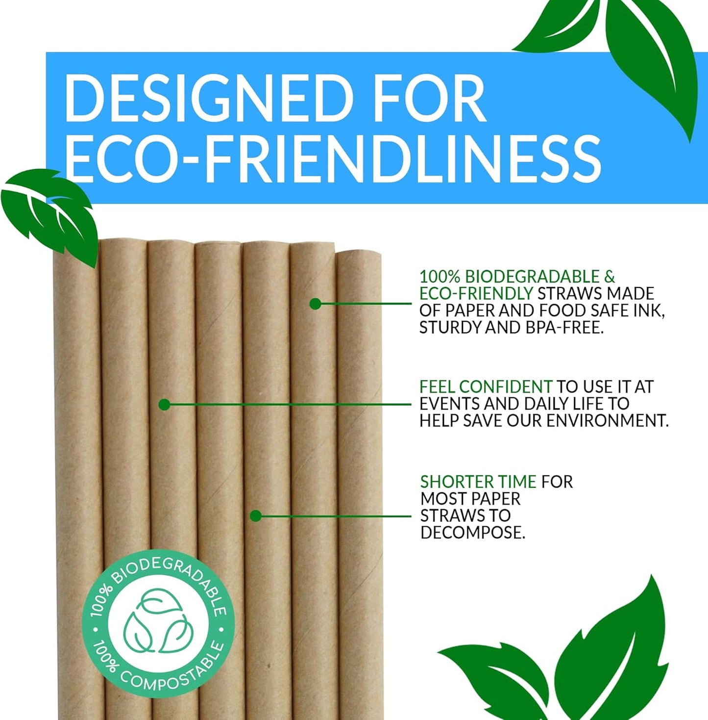Reli. 1000 Pack Paper Straws (Kraft Brown) | Paper Straws for Drinking - Disposable, Biodegradable/Eco-Friendly | Use for Crafts, Party Decoration/Supplies, Restaurants, Juice (Brown)
