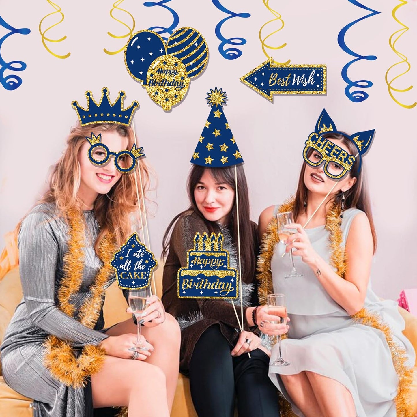 36 PCS Birthday Photo Booth Props Party Supplies Holiday Picture Decorations Photo Booth Props for Birthday Party Favors Pose Sign Kit Fun for Party (Purple and Black)