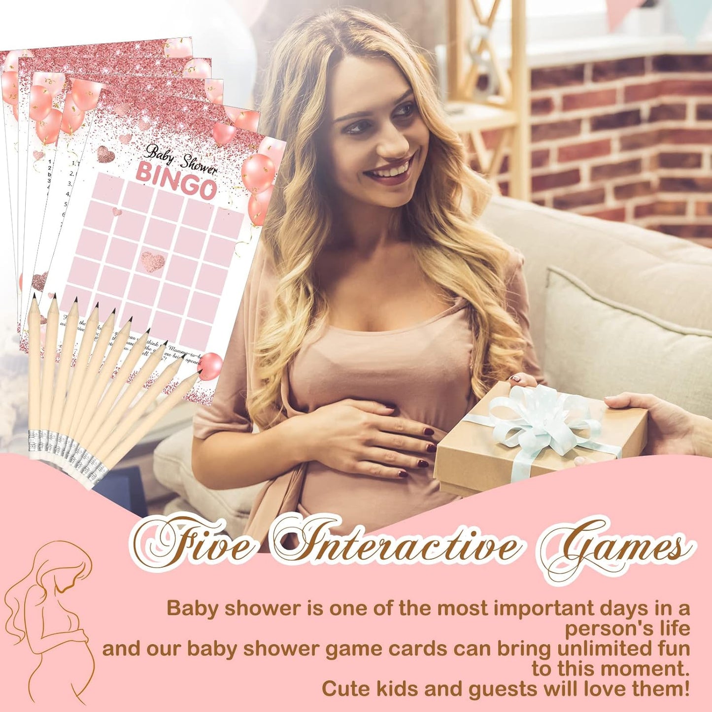 Yinder 145 Pcs Baby Shower Games Activities Cards with 20 Pencils Includes Baby Bingo Description and Wishes Guess Who Price is Right Word Scramble Game(Here Comes the Son)