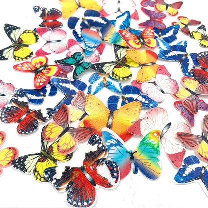 Weraru 58Pcs Edible Butterfly and Flowers Cake Topper Cupcake Toppers Wedding Themed Party Birthday Cake Decoration Mixed Size & Colour