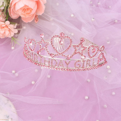 CIEHER Birthday Girl Crown and Sash Set for Birthday Decorations Gifts for Women Girls - Silver AB Rhinestones