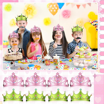 Yaomiao 44 Pcs Birthday Foam Crowns for Kids Princess Tiaras King Hat Bulk Diamond Sticker Kits for Crown Party Supplies