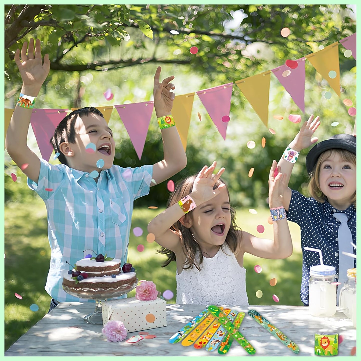 Viicoor Slap Bracelets for Kids 30PCS Animals Slap Bands Party Gadget Fillers Favors