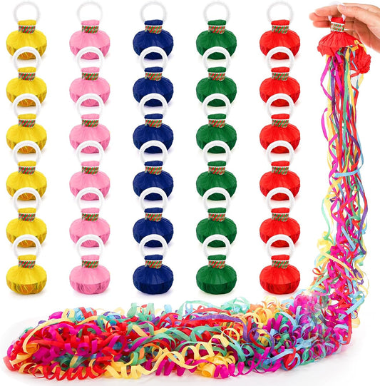 Lawei 30 Pack Throw Streamers, Colorful Hand Throw Confetti Poppers, No Mess Paper Crackers, Romantic Confetti Streamer for Wedding, Birthday, Party, Graduation, Celebrations, Party Favors