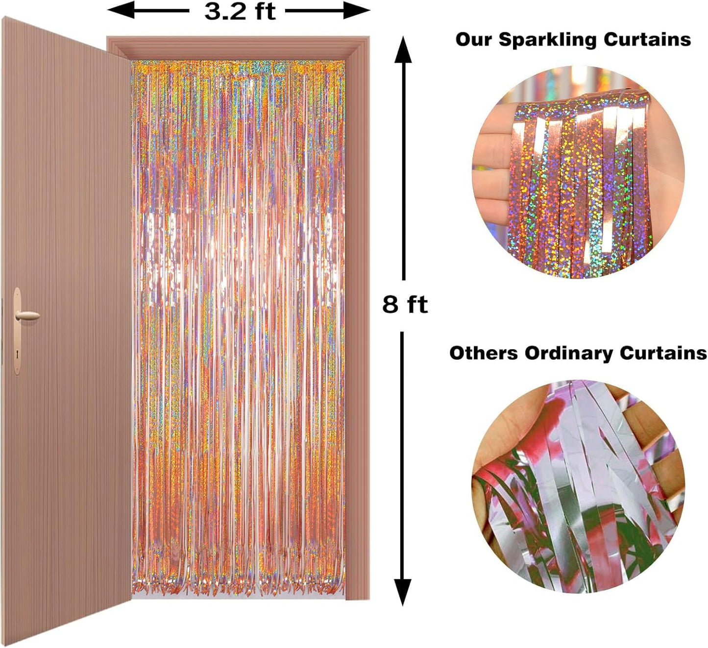 Happy Mothers Day Decorations Melsan 3 Pack 3.2 x 8.2 ft Pinkish Purple Tinsel Fringe Curtain Backdrop, Sparkling Metallic Party Decorations for Girls Birthday, Bachelorette, Wedding, Photo Booth