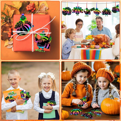 JULMELON 36 PCS Ocean Crafts, Rainbow Scratch Art Under The Sea Party Favors DIY Magic Color Summer Ocean Animals Scratch Cards for Summer Party Favors School Activities