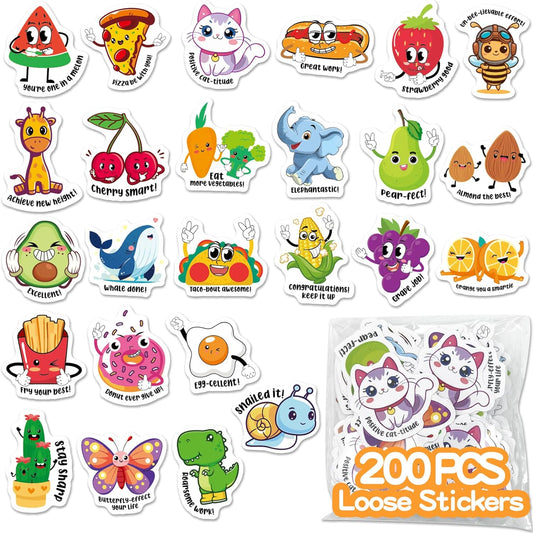 200pcs Student Reward Fun Sticker Store, Motivational Bulk Stickers for Kids Classroom, Teacher Prizes for Students