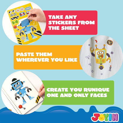 JOYIN 36 Sheets 9"x6" Make a face Stickers for Kids, Make Your Own Animal Stickers with Unicorn, Dinosaur, Sea and Safari Animals, Crafts Birthday Party Favors, Goodie Bags Classroom Activities