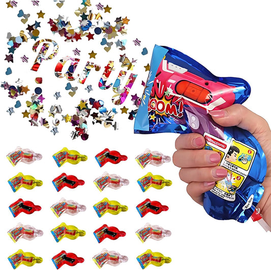 Inflatable Fireworks Gun,20PCS Party Toys Confetti Fireworks Handheld Confetti Poppers Multicolor with Novelty Design Party Supplies for New Year Birthday Christmas Wedding Graduation