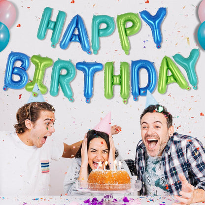 Happy Birthday Balloons Banner, Foil Balloon Personalized Name Letters Balloons Sign Birthday Party Decorations for Women Men Boys Girls Cream