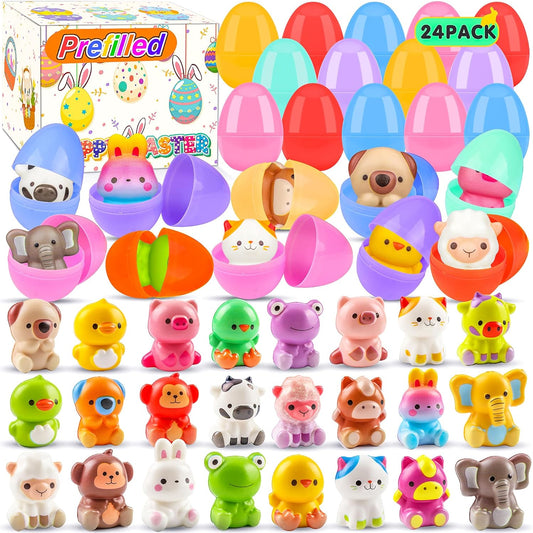 KissFuture Party Favors for Kids, 24PCS Animal Squishy Toys, Goodie Bag Stuffers for Kids, Pinata Stuffers, Birthday Gifts for Boys & Girls, Treasure Chest Prizes, Classroom Prizes
