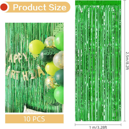 10 Pack Silver Backdrop Curtain 3.2ft x 8.2ft Metallic Tinsel Foil Fringe Curtains Photo Booth Background for Birthday Party Decoration Baby Shower Engagement Wedding Christmas Decoration (Silver)