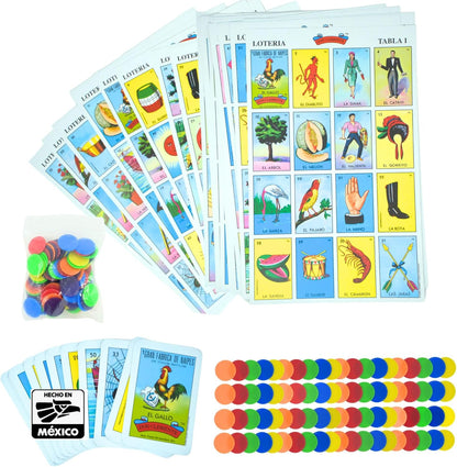 The Original Loteria Game Set, Loteria Mexican Bingo, Loteria Mexicana, La Loteria Cards and Bingo Chips Included - 20 Players