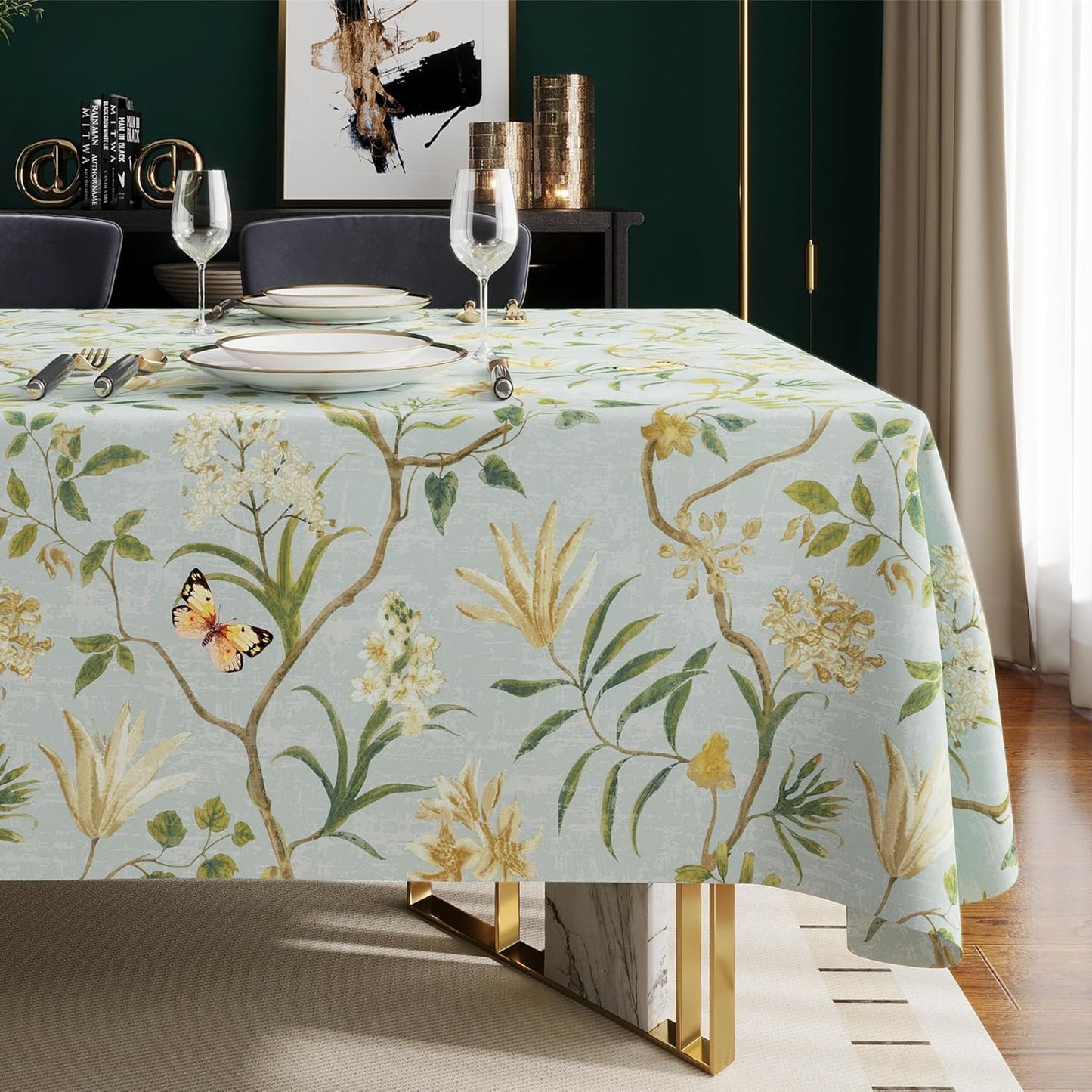 Rectangle Table Cloth,100% Waterproof Tablecloth Oil Proof Spill Proof Vinyl Table Cloth, Wipe Clean Plastic Table Cover for Dining, Camping, Indoor and Outdoor 52" x 70",Leaves