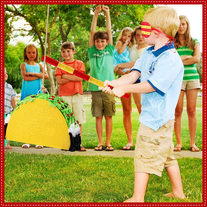 Mini Taco Piñata Mexican Decorations Taco Party Supplies Fiesta Cinco De Mayo Party Decorations with Wooden Stick Paper Blindfold Confetti Set for Adults Girls and Boys, 15.8x 10.3 x 2.8 Inch