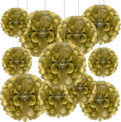 Tissue Paper Pom Poms, Pink Tissue Paper Flowers, Hanging Flower Balls for Weddings Fiesta Parties Birthday Baby Showers Classroom Bridal Shower Decoration (18Piece Set-6/10/12/14Inch)