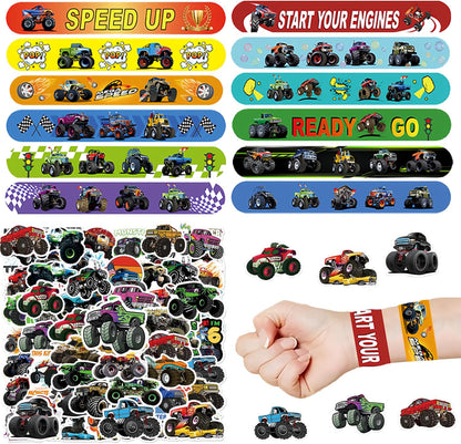 CZWXOXO 74 Pcs Racing Theme Party Favors 24 Pcs Slap Bracelets 50 Pcs Stickers Racing Birthday Party Decorations，Classroom Rewards Supplies
